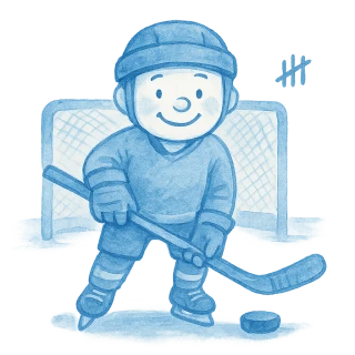 Hand-drawn watercolor illustration — Hockey scorekeeping